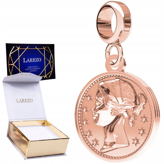Charms moneta różowe złoto srebro 925 LAREZO