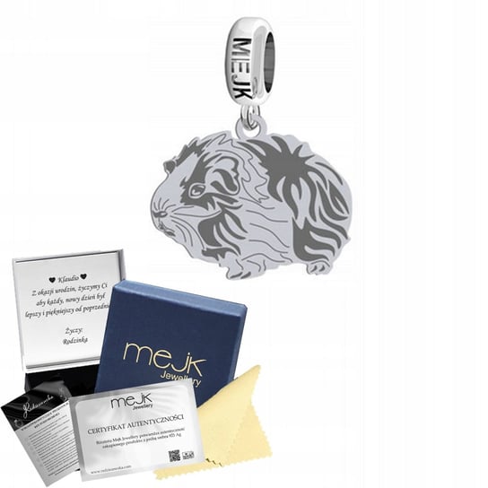 Charms Srebrny Świnka Morska 925 Modułowy Zawieszka DEDYKACJA GRATIS Mejk Jewellery