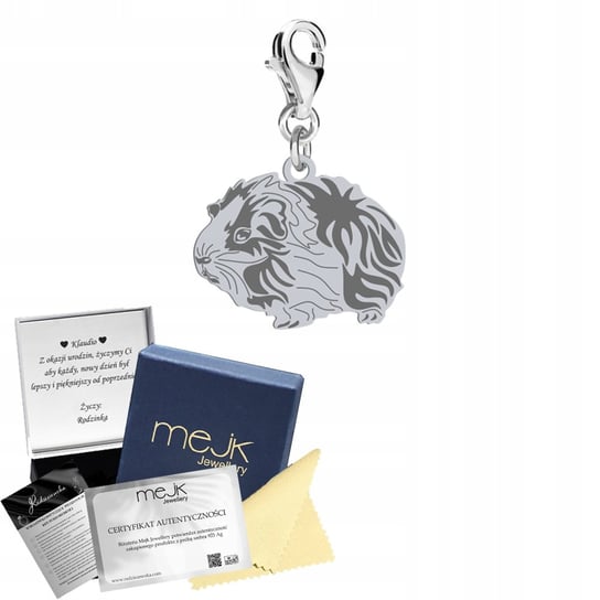 Charms Srebrny Świnka Morska 925 Prezent Kobieta DEDYKACJA GRATIS Mejk Jewellery