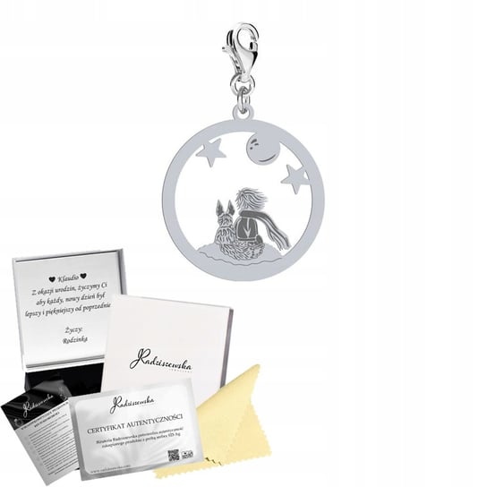 Charms Srebrny z Małym Księciem Prezent Kobieta ŻYCZENIA GRATIS Radziszewska