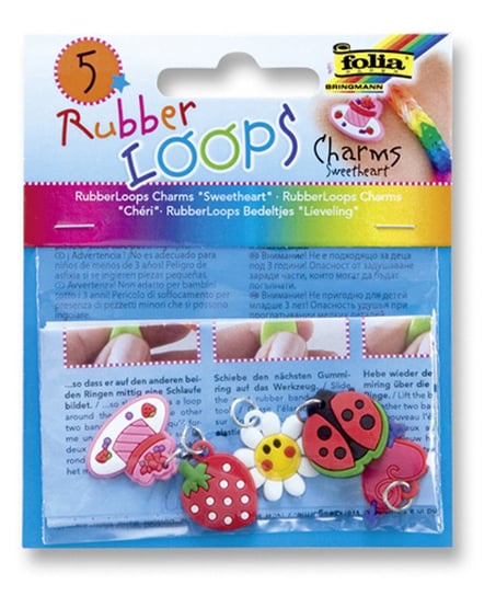 charmsy rubber loops sweetheart, 5szt., mix kolorów Folia