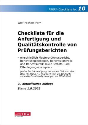 Checkliste 10 für die Anfertigung und Qualitätskontrolle von Prüfungsberichten IDW-Verlag