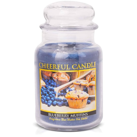 Cheerful Candle duża świeca zapachowa w szklanym słoju 2 knoty 24 oz 680 g - Blueberry Muffins Inna marka