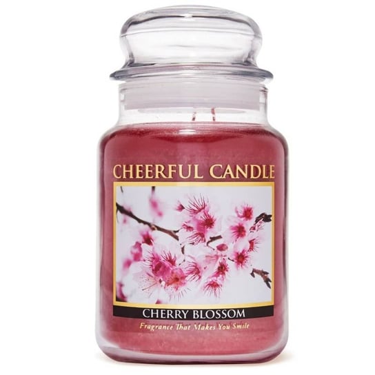 Cheerful Candle duża świeca zapachowa w szklanym słoju 2 knoty 24 oz 680 g - Cherry Blossom Inna marka