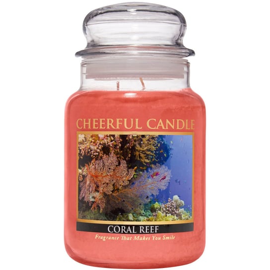 Cheerful Candle duża świeca zapachowa w szklanym słoju 2 knoty 24 oz 680 g - Coral Reef Inna marka
