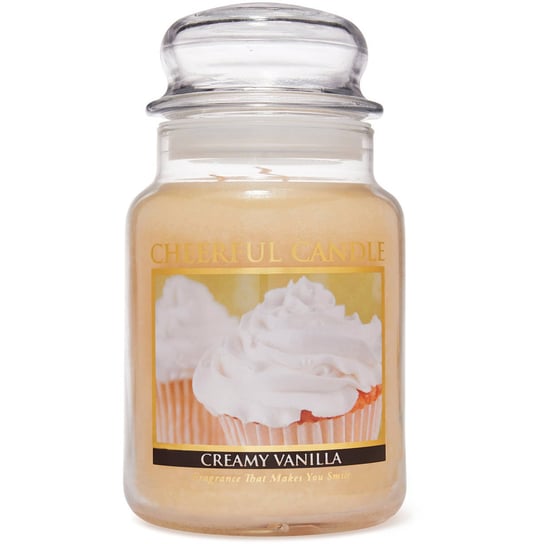 Cheerful Candle duża świeca zapachowa w szklanym słoju 2 knoty 24 oz 680 g - Creamy Vanilla Inna marka