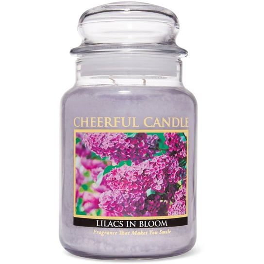 Cheerful Candle duża świeca zapachowa w szklanym słoju 2 knoty 24 oz 680 g - Lilacs in Bloom Inna marka