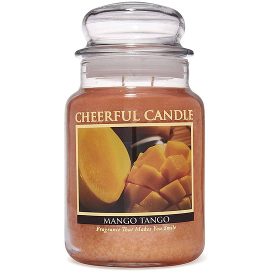 Cheerful Candle duża świeca zapachowa w szklanym słoju 2 knoty 24 oz 680 g - Mango Tango Inna marka