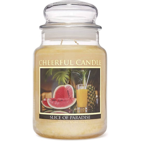 Cheerful Candle duża świeca zapachowa w szklanym słoju 2 knoty 24 oz 680 g - Slice of Paradise Inna marka