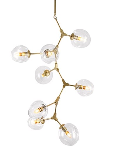 Chemistry gold vertical- 8-punktowa nowoczesna lampa wisząca pionowa Iluminar