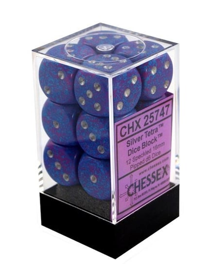 Chessex, Kostki do gry, K6 S. Tetra, niebieski, 16 mm, 12 szt. Chessex