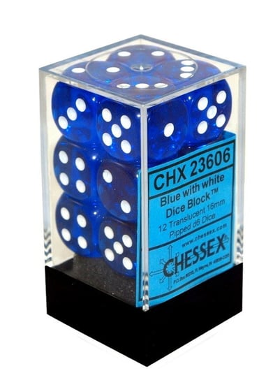 Chessex, Kostki, K6 Blue, niebieski, 16 mm, 12 szt. Chessex