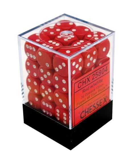 Chessex, Kostki, K6 Red, czerwony, 12 mm, 36 szt. Chessex