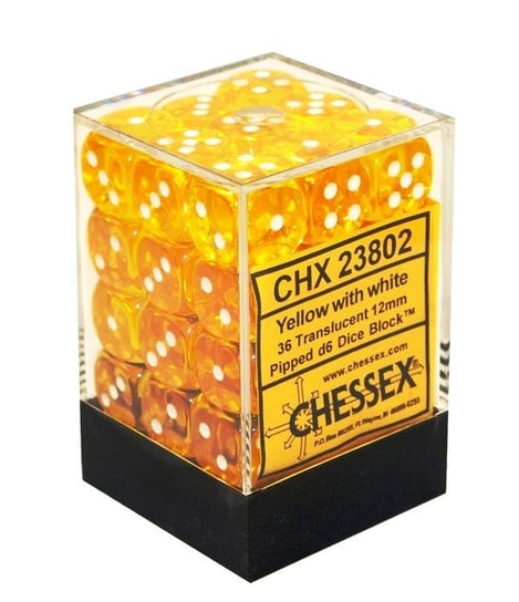 Chessex, Kostki, K6 Yellow, żółty, 12 mm, 36 szt. Chessex
