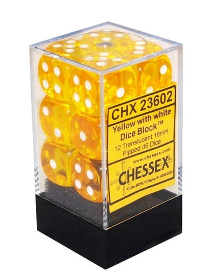 Chessex, Kostki, K6 Yellow, żółty, 16 mm, 12 szt. Chessex