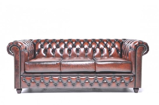 Chesterfield Sofa 3-osobowa Original Skórzana | Antyczna  Brązowy | 12 lat gwarancji Chesterfield