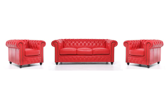 Chesterfield Sofa Original Skórzana | 1 + 1 + 3 osobowa | Czerwony | 12 lat gwarancji Chesterfield