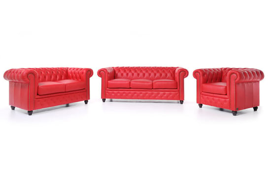 Chesterfield Sofa Original Skórzana | 1 + 2 + 3 osobowa | Czerwony | 12 lat gwarancji Chesterfield