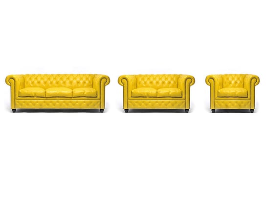 Chesterfield Sofa Original Skórzana | 1 + 2 + 3 osobowa | Żółty | 12 lat gwarancji Chesterfield