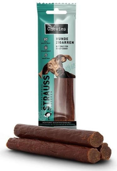 Chewies Hundezigarren Straub & Beeren - struś & owoce 75g Sammy`s