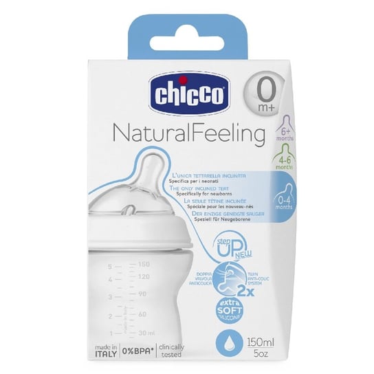 Chicco, Natural Feeling, Butelka do karmienia, 150 ml, 0m+ Chicco
