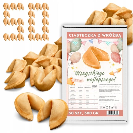 Chińskie Ciasteczka z Wróżbą Wszystkiego Najlepszego Magia dla gości 50 szt Magia Ciast