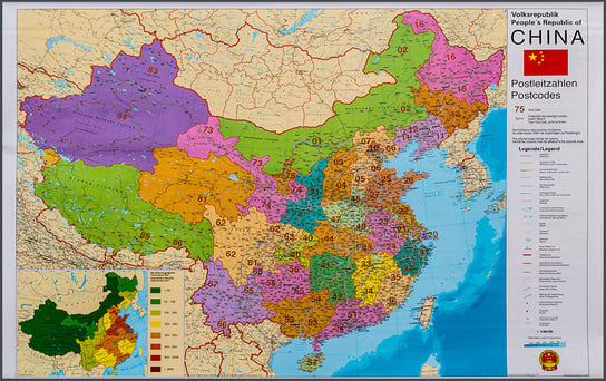 Chiny. Mapa ścienna kody pocztowe na podkładzie do wpinania - pinboard, 1:4 000 000, Stiefel Opracowanie zbiorowe
