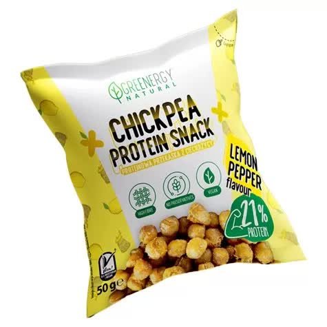 Chipsy Proteinowe z Ciecierzycy - Smak Cytryna&pieprz Greenergy, 50g Greenergy