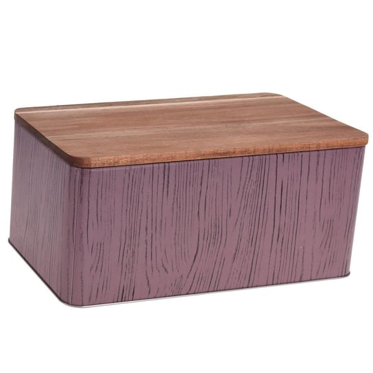 Chlebak z drewnianą deską do krojenia EX EXCELLENT HOUSEWARE, fioletowo-brązowy, 31x17x13 cm EH Excellent Houseware