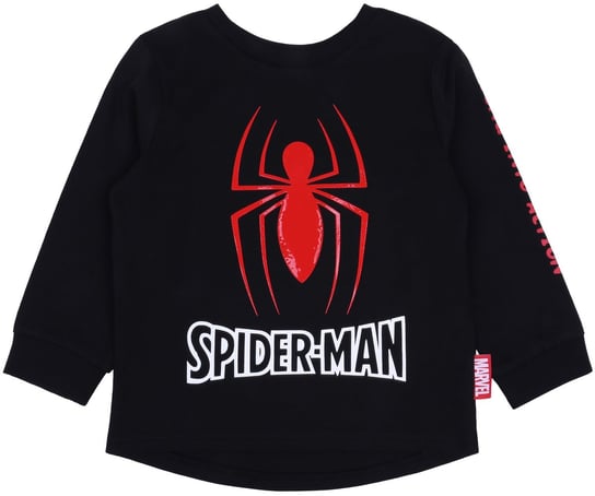 Chłopięca, czarna bluzka z gumowym nadrukiem Spider-man Marvel