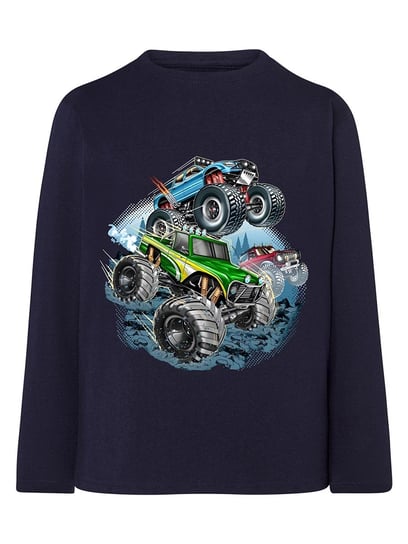 Chłopięca koszulka z długim rękawem i nadrukiem Monster trucków granatowa Tup Tup Tup Tup