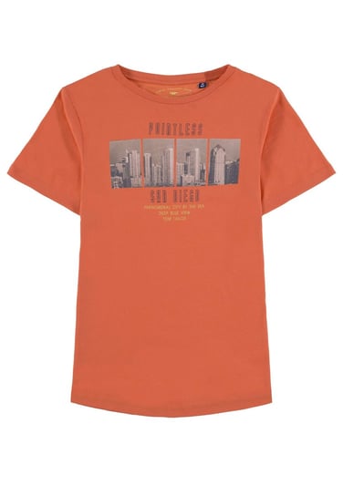 Chłopięcy pomarańczowy T-shirt z nadrukiem Tom Tailor