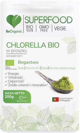 Chlorella BIO w proszku BeOrganic 200 g BeOrganic