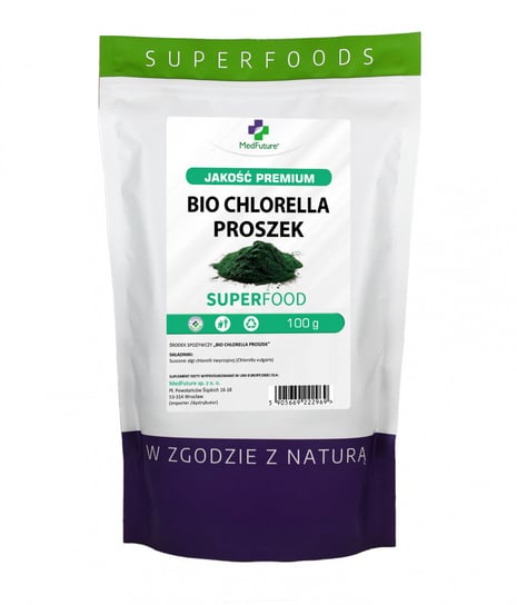 Chlorella proszek BIO - 100g - algi chlorella vulgaris MedFuture