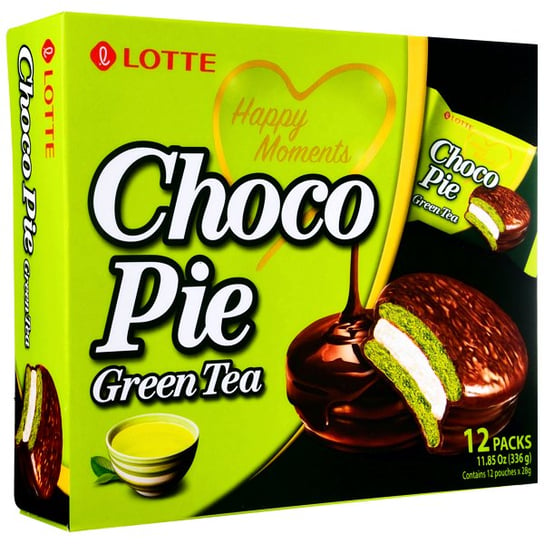 Choco Pie Green Tea, całe pudełko (12 x 28g) - Lotte Lotte