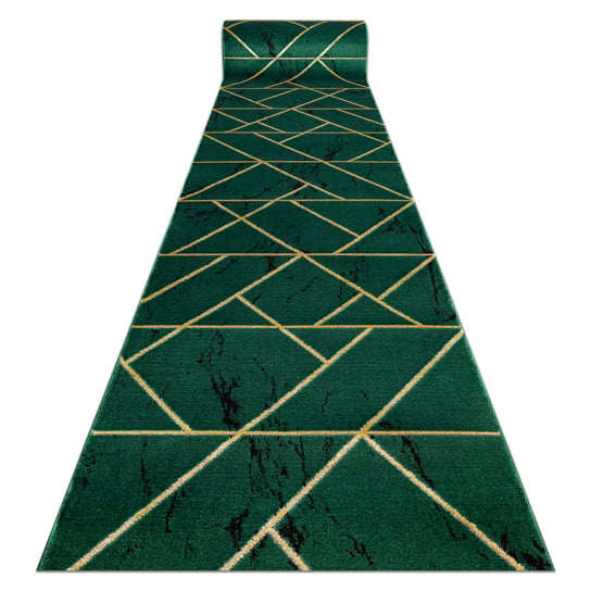 Chodnik EMERALD ekskluzywny 1012 glamour, stylowy marmur, geometryczny butelkowa zieleń / złoty 120 cm, 120x530 cm Dywany Łuszczów