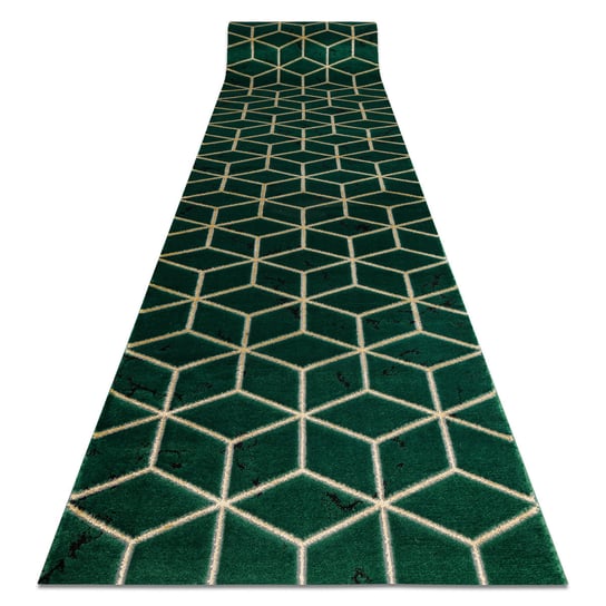 Chodnik EMERALD ekskluzywny 1014 glamour, stylowy kostka butelkowa zieleń / złoty 80 cm, 80x760 cm Dywany Łuszczów