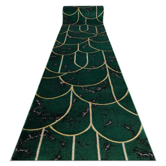 Chodnik EMERALD ekskluzywny 1016 glamour, stylowy art deco, marmur butelkowa zieleń / złoty 80 cm, 80x270 cm Dywany Łuszczów