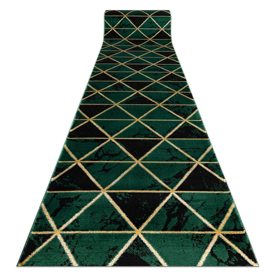 Chodnik EMERALD ekskluzywny 1020 glamour, stylowy marmur, trójkąty butelkowa zieleń / złoty 120 cm, 120x160 cm Dywany Łuszczów