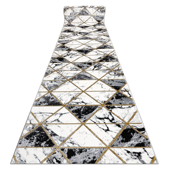 Chodnik EMERALD ekskluzywny 1020 glamour, stylowy marmur, trójkąty czarny / złoty 80 cm, 80x140 cm Dywany Łuszczów