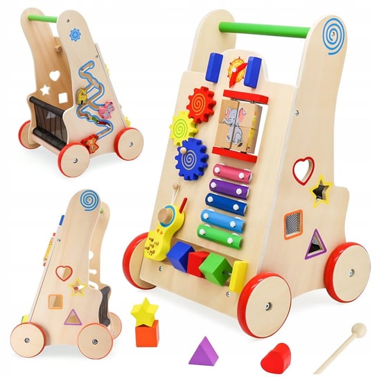 Chodzik Pchacz Jeźdźik Drewniany Zabawka Edukacyjna Sensoryczna SI Dla Dzieci Bobulek