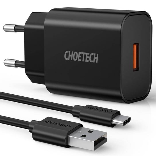 Choetech szybka ładowarka sieciowa Quick Charge 3.0 18W 3A + kabel USB - USB Typ C 1m czarny (Q5003) ChoeTech