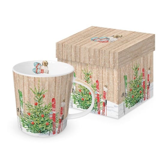 "Choinka i Narty" Kubek świąteczny Porcelanowy w Ozdobnym Pudełku 350 ml PPD