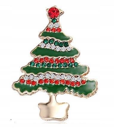 Choinka świąteczna broszka z cyrkoniami Pinets