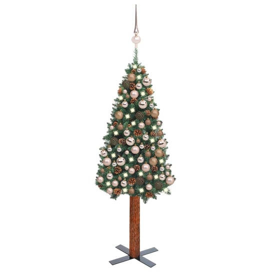 Choinka świąteczna PVC 150 cm, zielona, z lampek L Inna marka