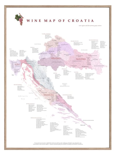 Chorwacja Regiony Winiarskie 50X70Cm Plakat Kuchnia Wino Mapsbyp