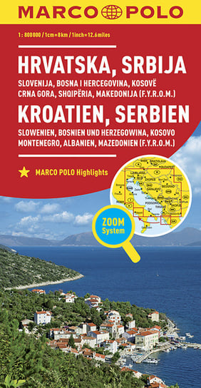 Chorwacja, Słowenia, Bośnia i Herzegowina, Albania, Kosowo, Czarnogóra, Macedonia. Mapa 1:800 000 Opracowanie zbiorowe