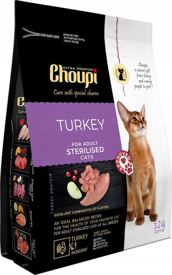 CHOUPI sucha karma dla kotów sterylizowanych wszystkich ras 3,2 kg INDYK Inny producent
