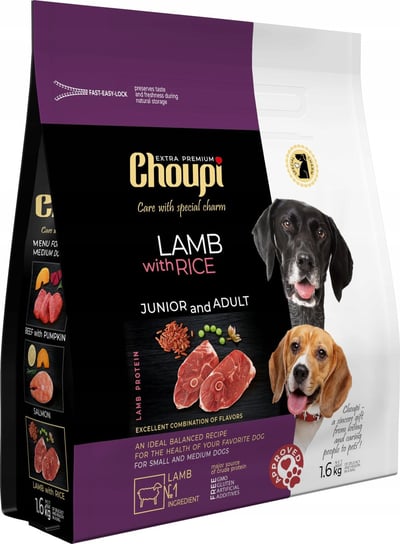 CHOUPI sucha karma dla psów ras małych i średnich 1,6 kg JAGNIĘCINA Z RYŻEM Inny producent