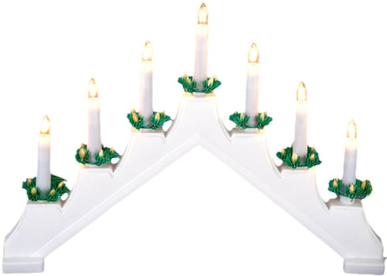 CHRISTMAS DECORATION, ŚWIECZNIK ADWENTOWY PLASTIKOWY 7 LAMPEK BIAŁY CHRISTMAS DECORATION